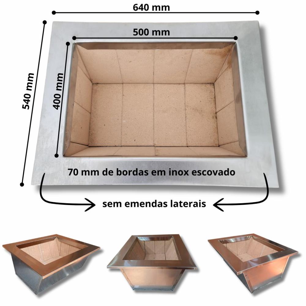 Kit Coifa Box Gomada Gourmet 80x60 + Braseiro 50x40 + Grill