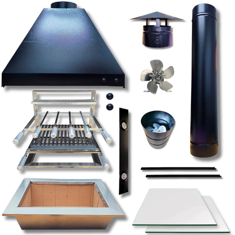 Kit Churrasqueira Gourmet Coifa 80x60 Braseiro 50x40 com argentina