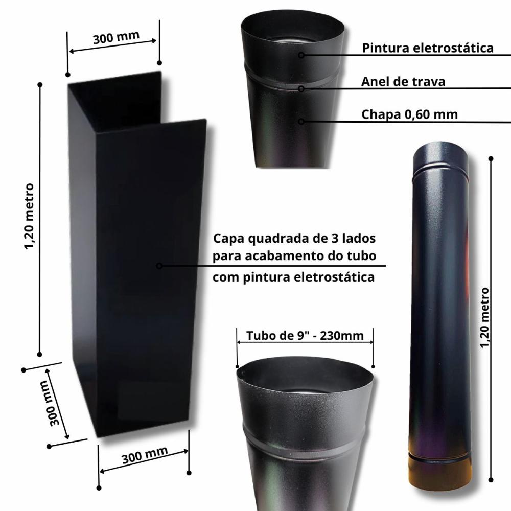 Kit Churrasqueira Gourmet Coifa 80x60 Braseiro 50x40 Capa + Painel