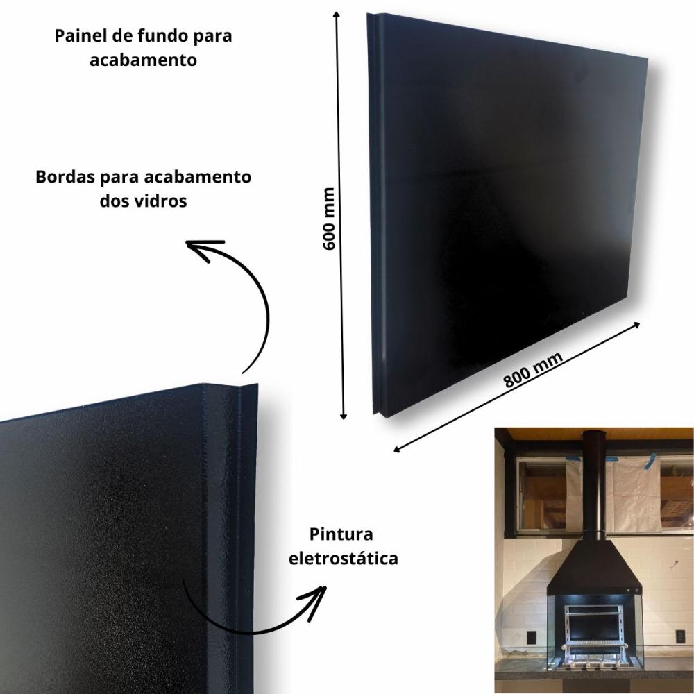 Kit Churrasqueira Gourmet Coifa 80x60 Braseiro 50x40 Capa + Painel