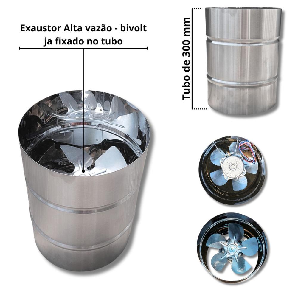 Kit Churrasqueira Inox Coifa 80x60 Braseiro 50x40 Capa + Painel