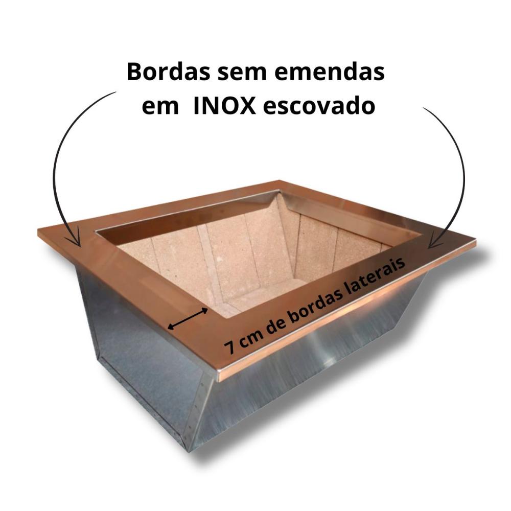 Braseiro Refratário cônico 60cmx40cm de Embutir para Churrasqueira Gourmet