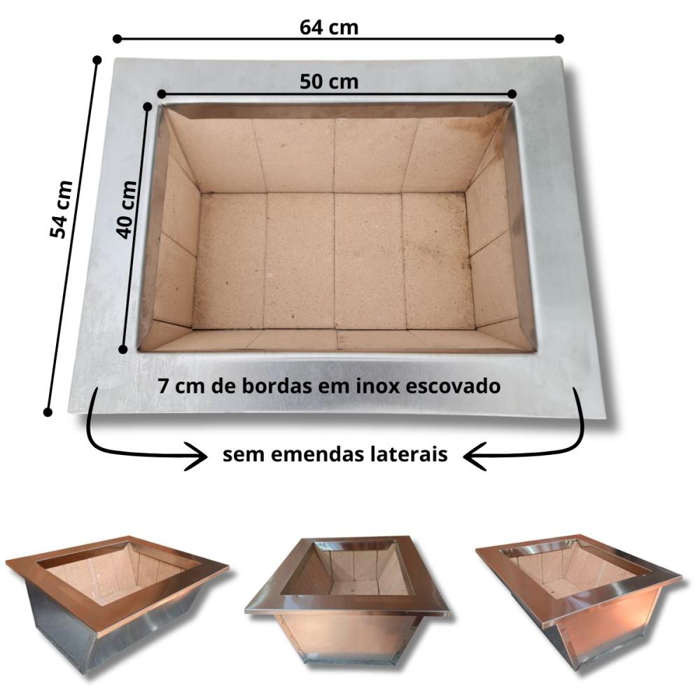 Kit Coifa 90x60 Gourmet Grill Flutuante 60x40 Inox 1 Tubo Espetos