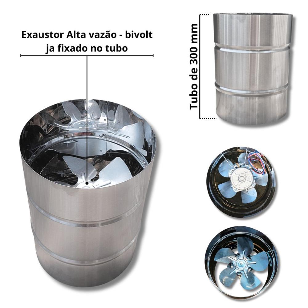 Kit Churrasqueira Braseiro 45x30 com Grelha Argentina Coifa Inox 70x50