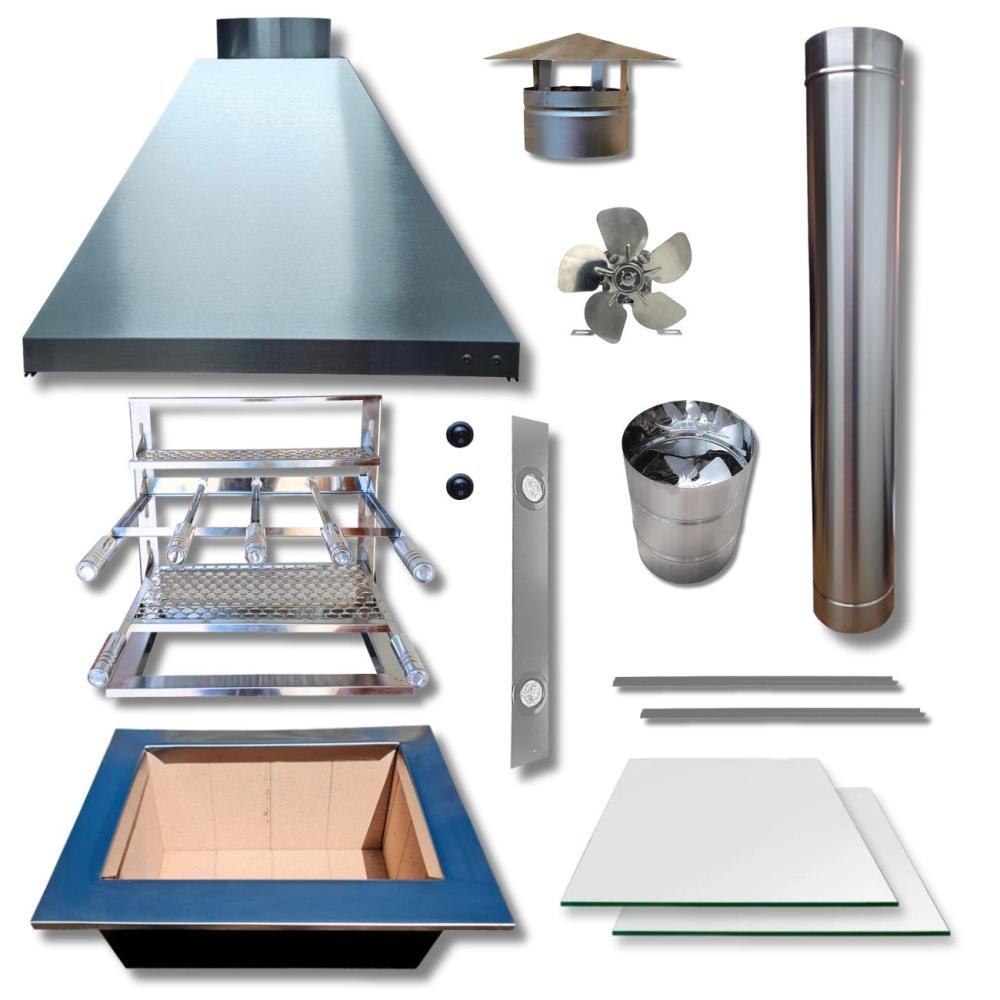 Kit Churrasqueira Completa Coifa Inox 90x60 E Braseiro 60x40