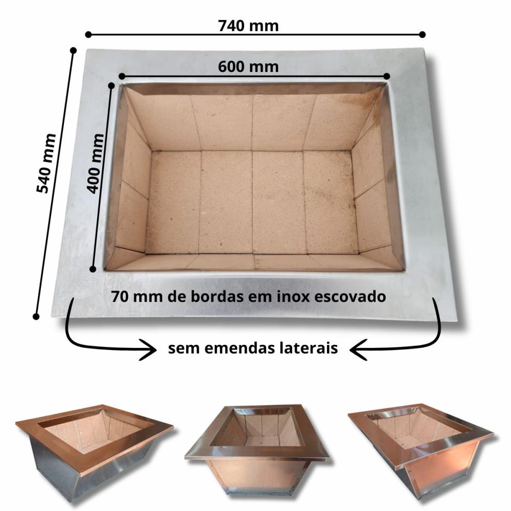 Kit Coifa 90x60 Gourmet Grill Flutuante 60x40 Inox 1 Tubo Espetos
