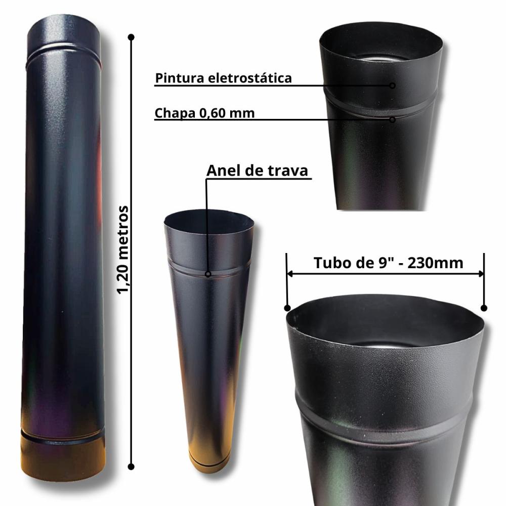 Kit Coifa 90x60 Gourmet Grill Flutuante 60x40 Inox 1 Tubo Espetos