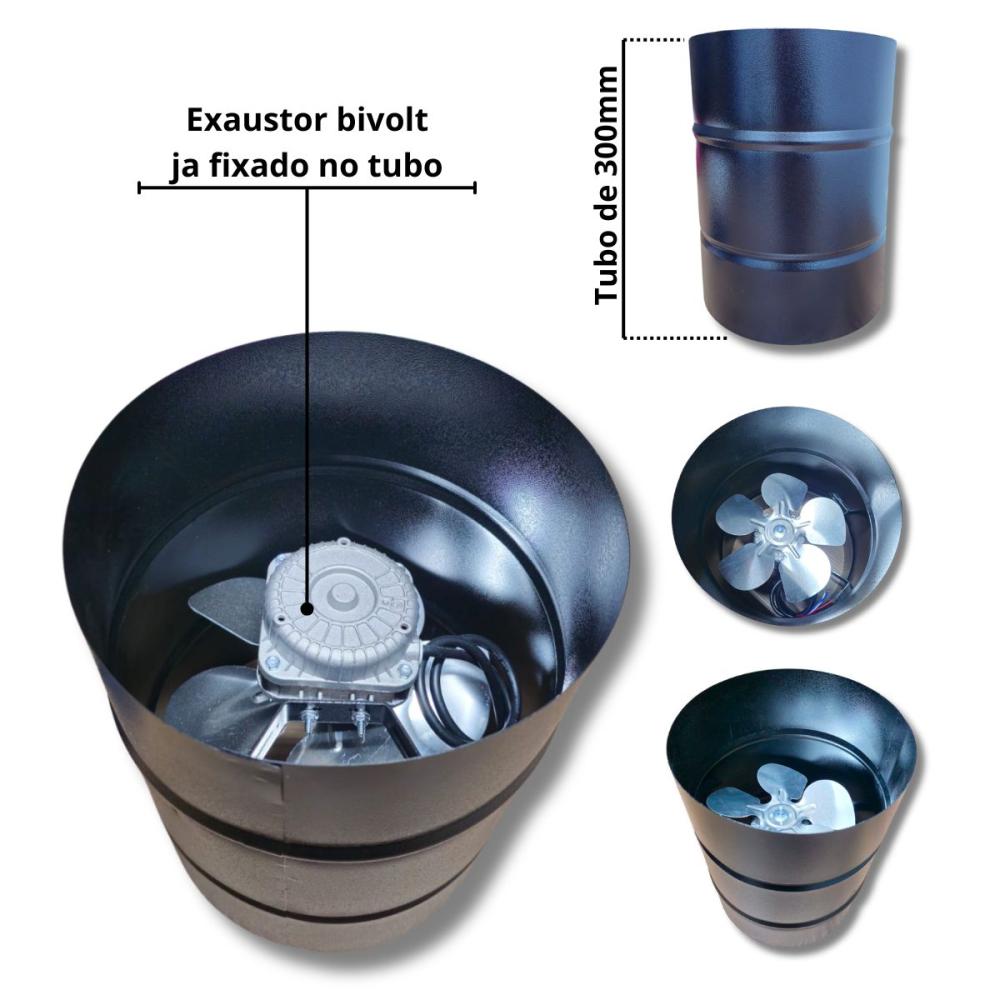 Kit Coifa 90x60 Gourmet Grill Flutuante 60x40 Inox 1 Tubo Espetos