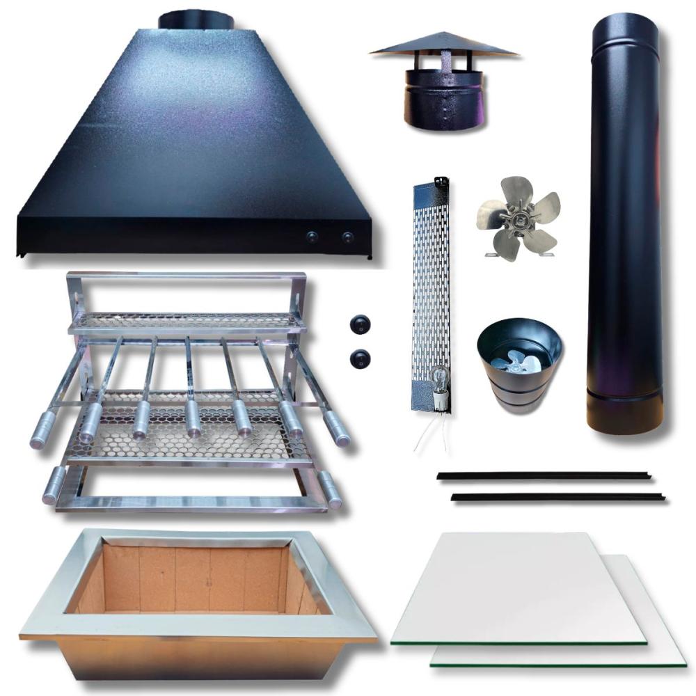 Kit Coifa 90x60 Gourmet Grill Flutuante 60x40 Inox 1 Tubo Espetos